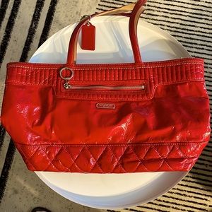 Coach Red Patent Leather Quilted Purse